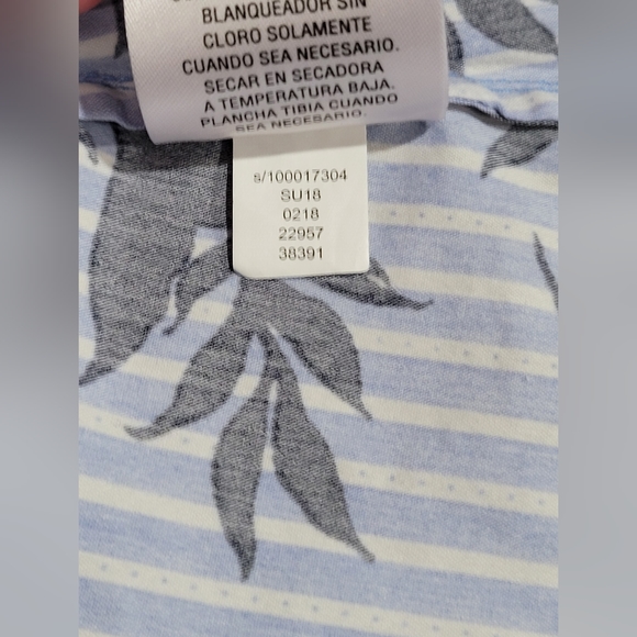 Charter Club Sleeveless Floral Print Shirt Intrepid Light Blue Combo Size 16/ Xl - Picture 10 of 10